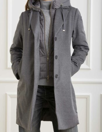 DUNO-CAPPOTTO CON IMBOTTITURA IN PIUMA IN RASO-DNLISAPRATOMEST GRIGIO