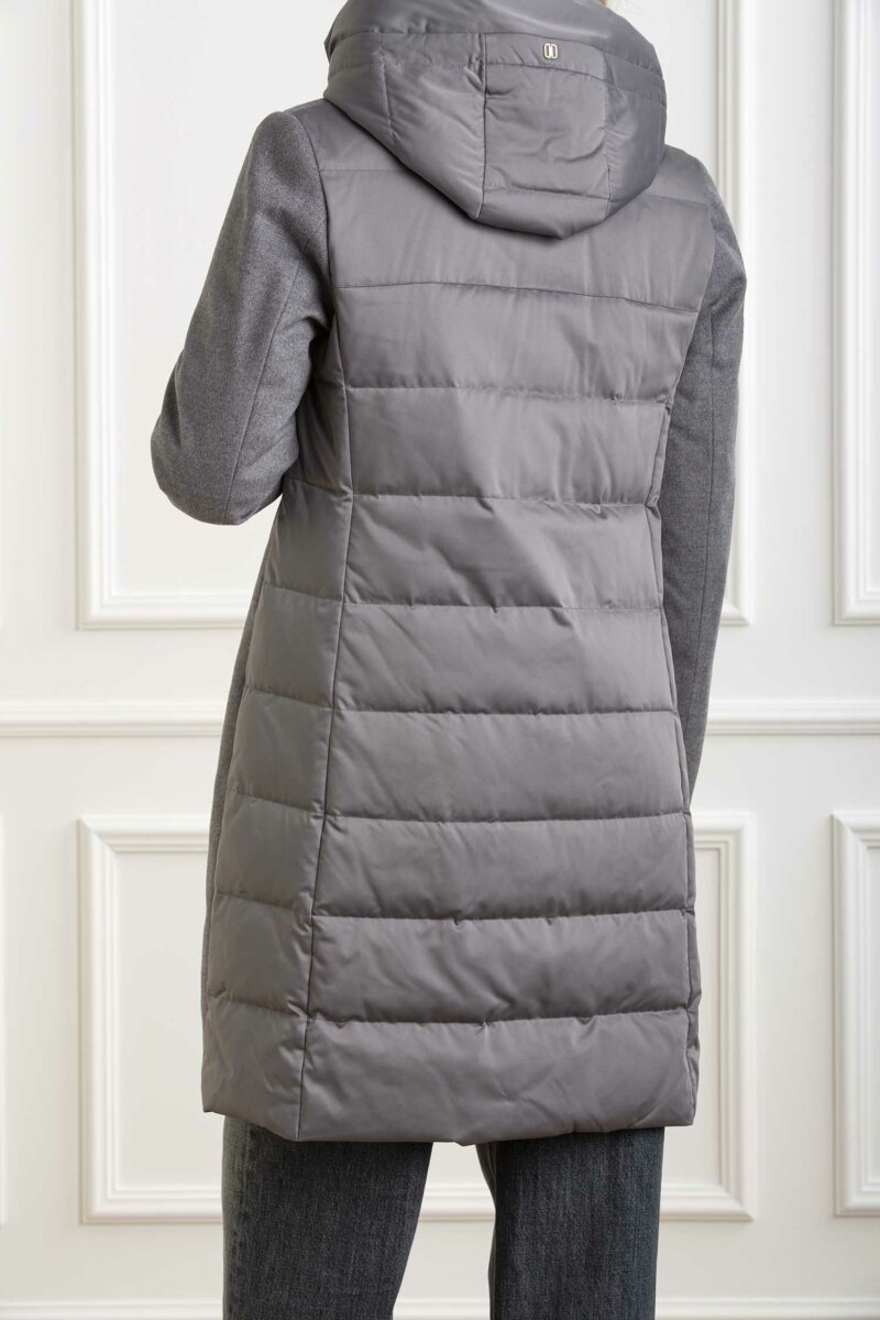 DUNO-CAPPOTTO CON IMBOTTITURA IN PIUMA IN RASO-DNLISAPRATOMEST GRIGIO
