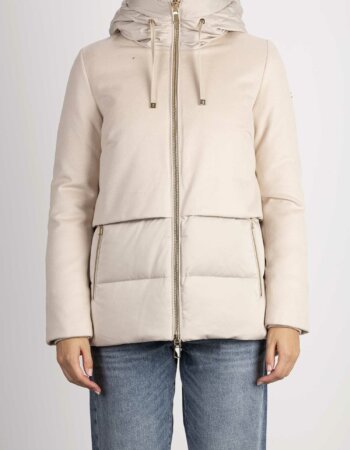DUNO-PARKA CORTO IMBOTTITO IN LANA E RASO-DUNJULIAPRATOA3 ECRU