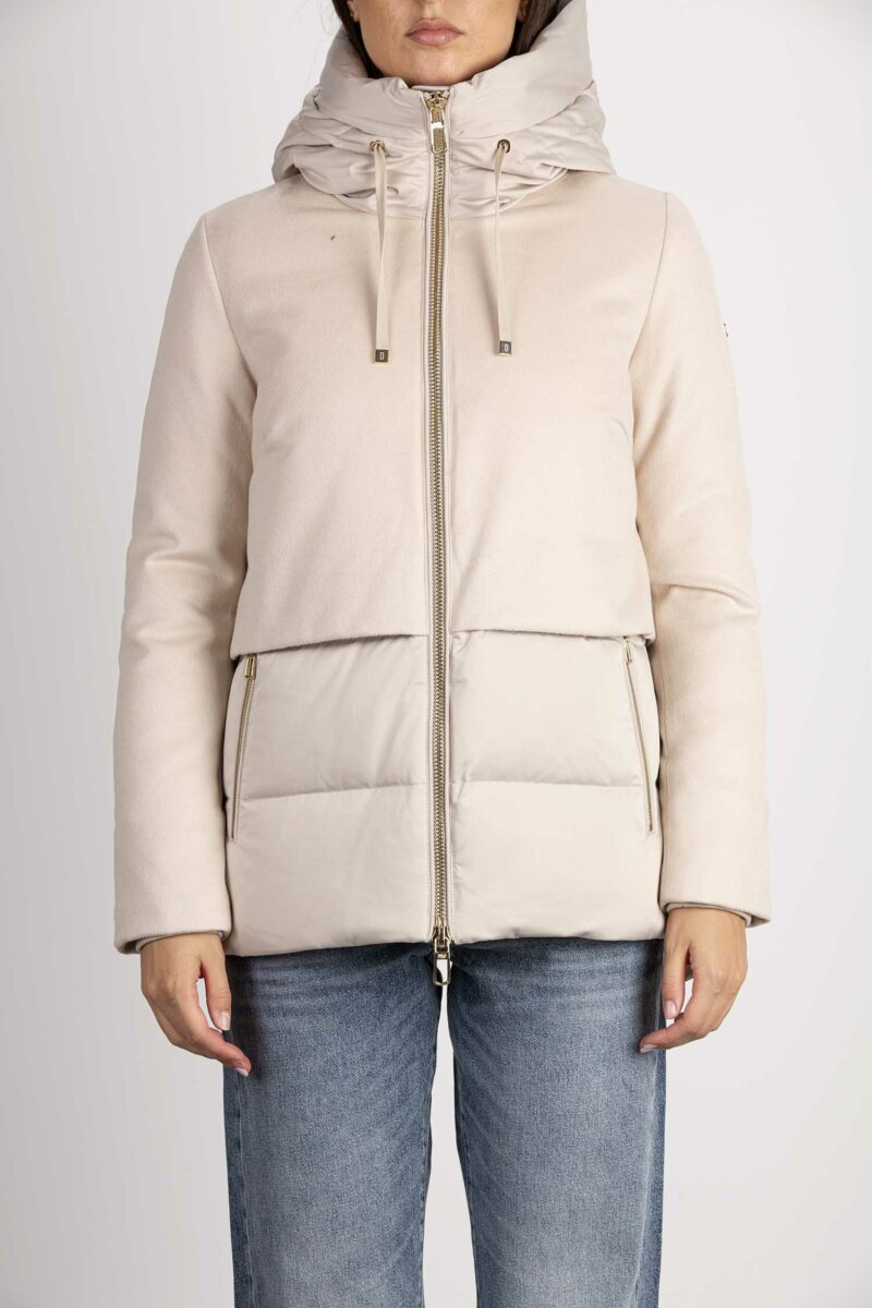 DUNO-PARKA CORTO IMBOTTITO IN LANA E RASO-DUNJULIAPRATOA3 ECRU