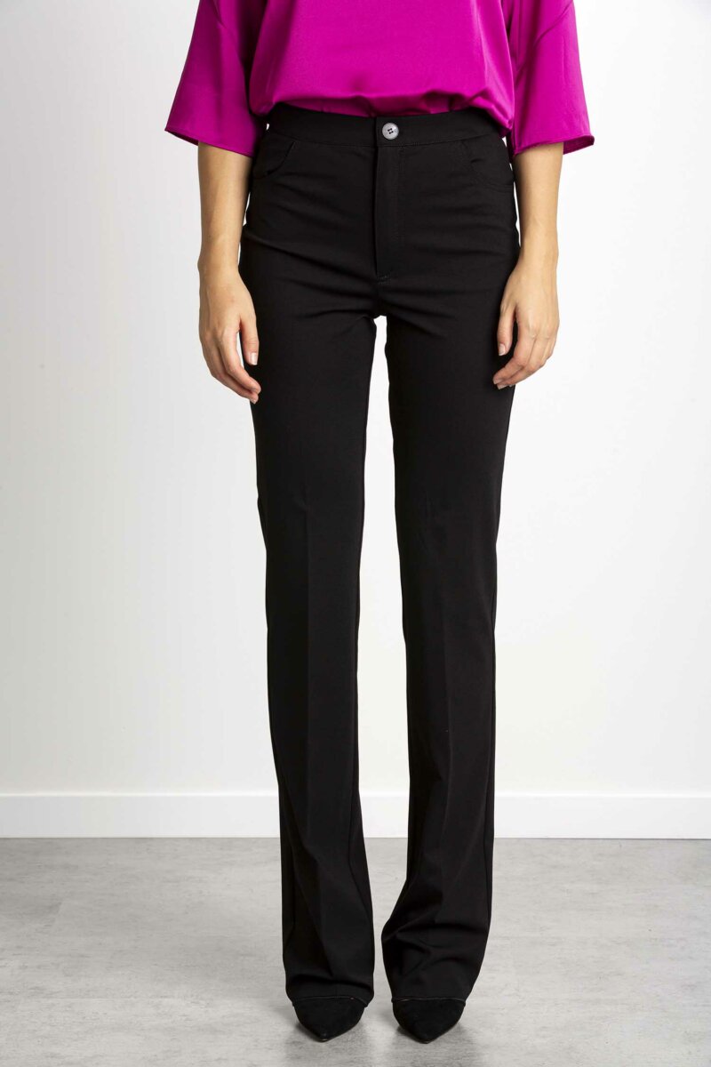 EMME MARELLA-PANTALONE IN JERSEY PUNTO MILANO STRETCH-EMELFO NERO