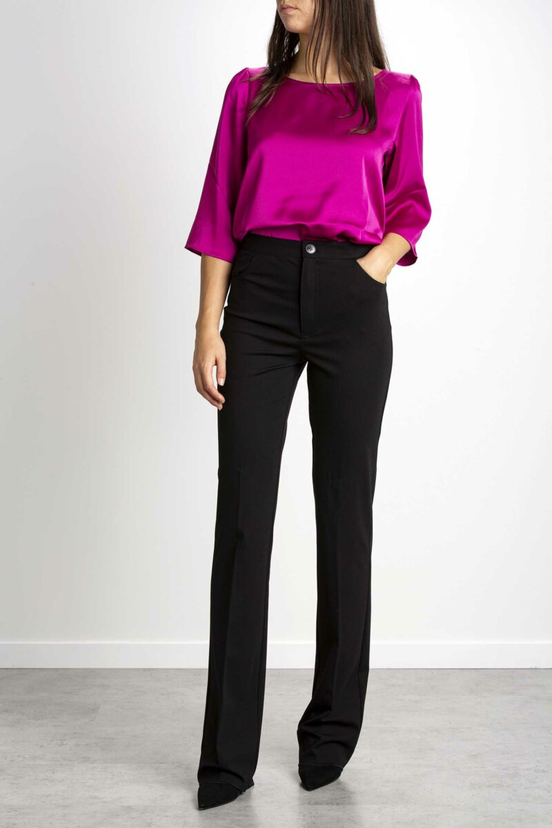 EMME MARELLA-PANTALONE IN JERSEY PUNTO MILANO STRETCH-EMELFO NERO