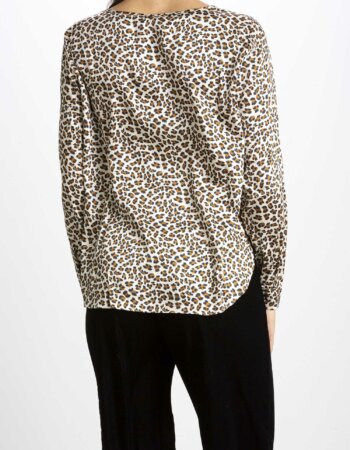 EMME MARELLA-BLUSA IN TWILL STAMPATO ANIMALIER-EMFASHION PANNA
