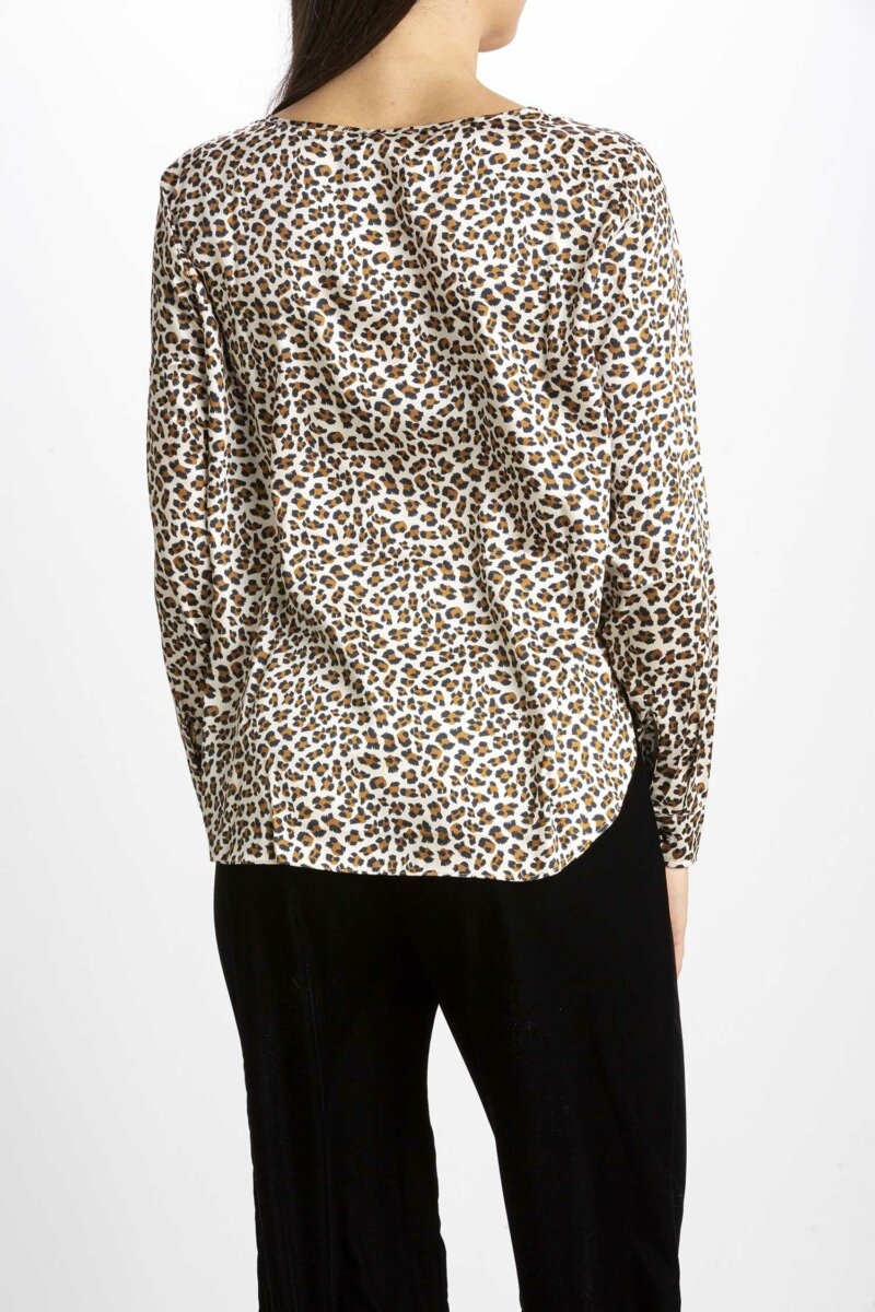 EMME MARELLA-BLUSA IN TWILL STAMPATO ANIMALIER-EMFASHION PANNA