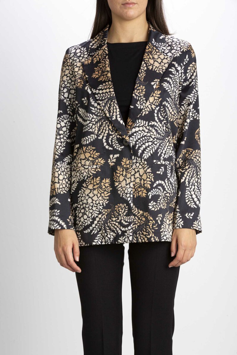 EMME MARELLA-GIACCA IN TWILL STAMPATO-EMORONTE NERO