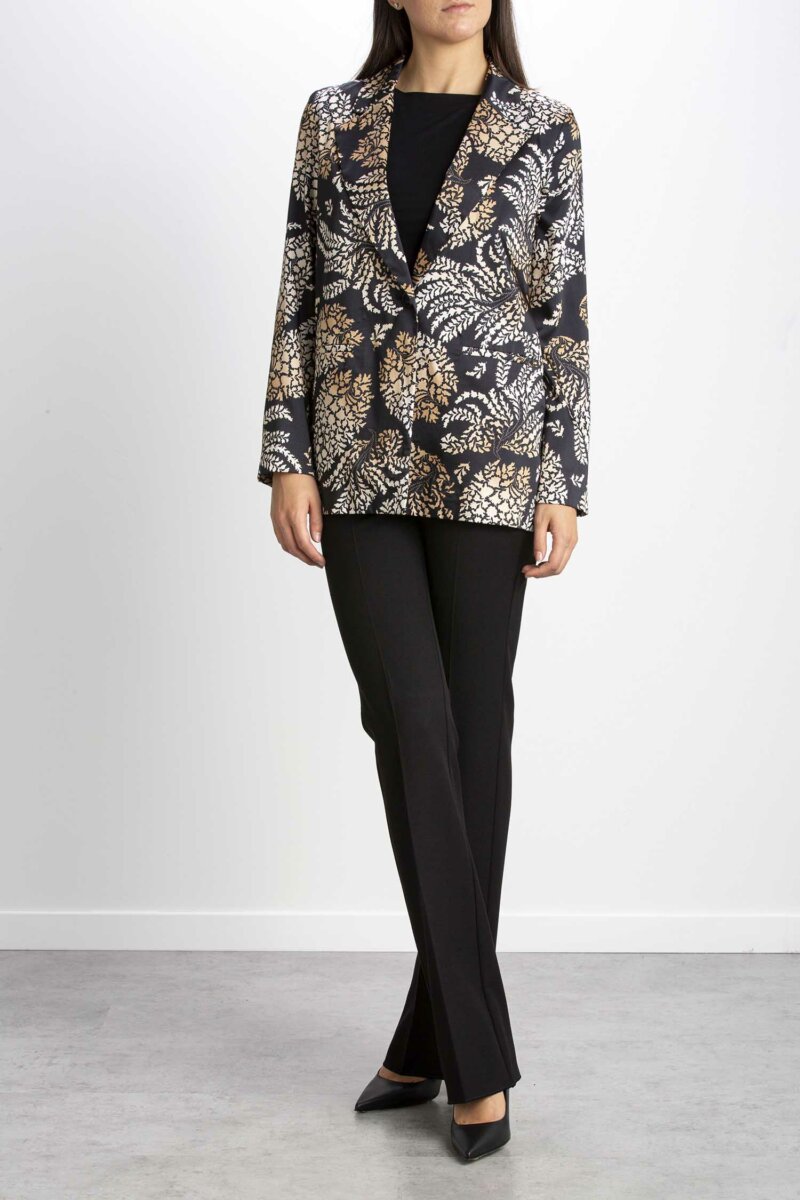 EMME MARELLA-GIACCA IN TWILL STAMPATO-EMORONTE NERO
