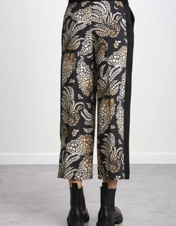 EMME MARELLA-PANTALONE LUNGO IN CREPE STRETCH STAMPATO-EMSIGMA NERO