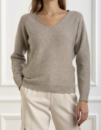 GRAN SASSO-MAGLIA PULLOVER C/PAILLETTES-GR1420133000 BEIGE
