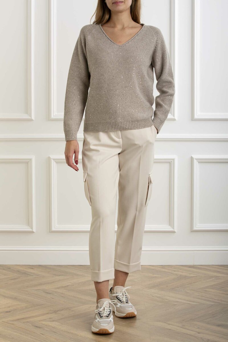 GRAN SASSO-MAGLIA PULLOVER C/PAILLETTES-GR1420133000 BEIGE