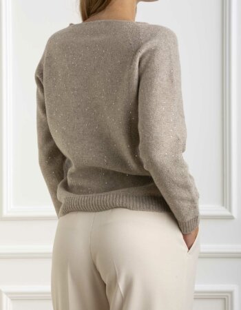 GRAN SASSO-MAGLIA PULLOVER C/PAILLETTES-GR1420133000 BEIGE