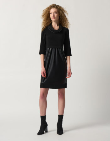 JOSEPH RIBKOFF-ABITO IN MAGLIA E PELLE SINTETICA-JOS233091 BLACK