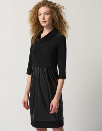 JOSEPH RIBKOFF-ABITO IN MAGLIA E PELLE SINTETICA-JOS233091 BLACK