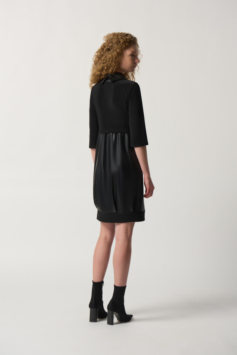 JOSEPH RIBKOFF-ABITO IN MAGLIA E PELLE SINTETICA-JOS233091 BLACK