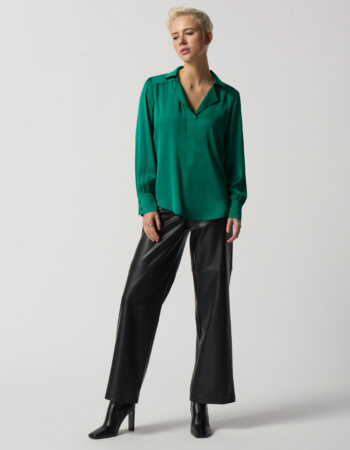 JOSEPH RIBKOFF-BLUSA IN RASO CON COLLO DENTELLATO-JOS233135 VERDE