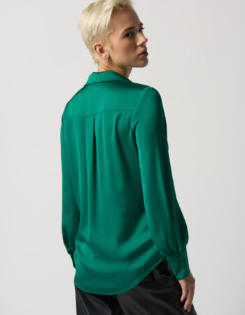 JOSEPH RIBKOFF-BLUSA IN RASO CON COLLO DENTELLATO-JOS233135 VERDE