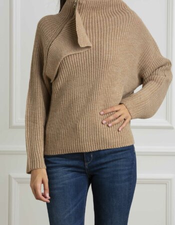 LIU JO-MAGLIA CHIUSA M/L ZIP-LJCF4087MA16P CAMEL