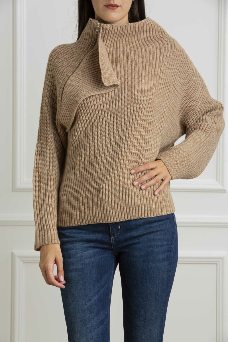 LIU JO-MAGLIA CHIUSA M/L ZIP-LJCF4087MA16P CAMEL