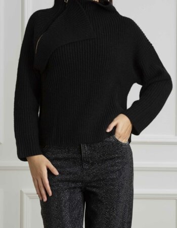 LIU JO-MAGLIA CHIUSA M/L ZIP-LJCF4087MA16P NERO