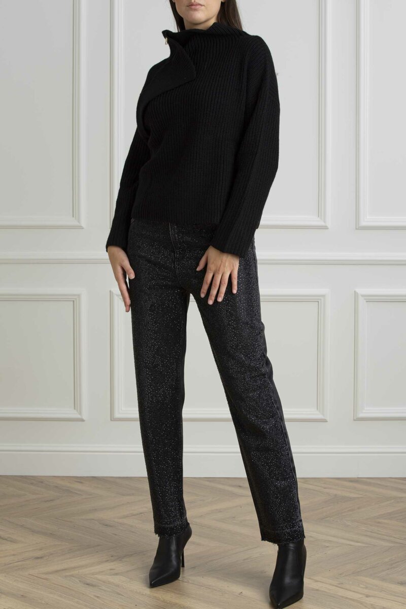 LIU JO-MAGLIA CHIUSA M/L ZIP-LJCF4087MA16P NERO