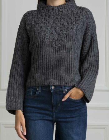 LIU JO-MAGLIA CHIUSA M/L-LJCF4296MA93O ANTRACITE