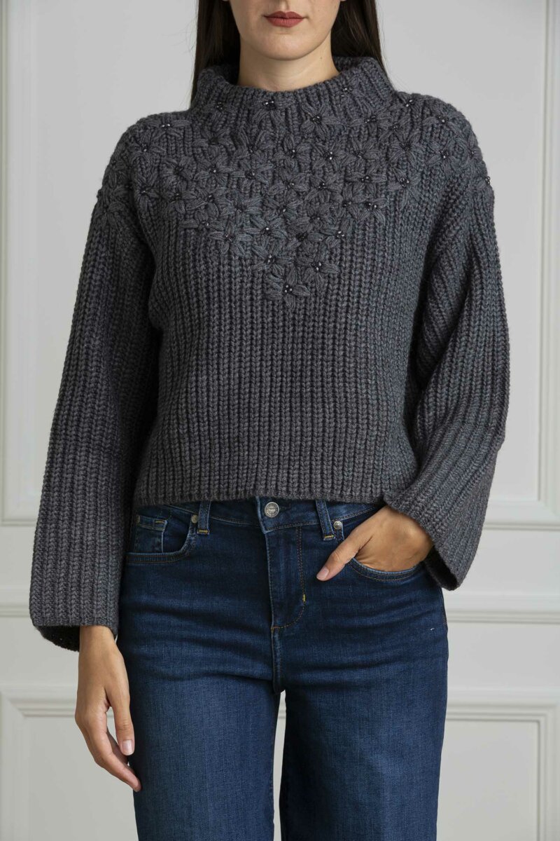 LIU JO-MAGLIA CHIUSA M/L-LJCF4296MA93O ANTRACITE