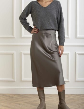 LIU JO-GONNA MIDI SBIECO-LJCF4327T3847 GREY