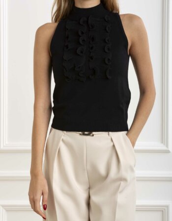 LIU JO-MAGLIA CHIUSA S/M TOP-LJCF4341MA96E NERO