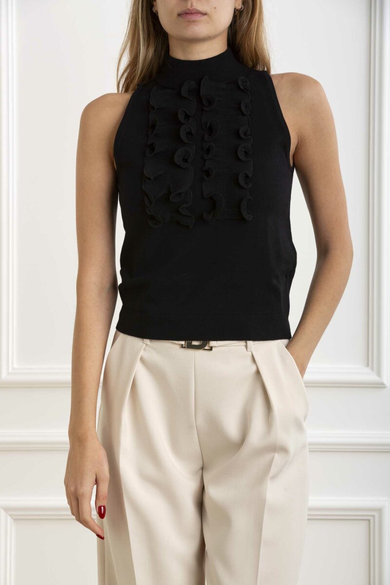 LIU JO-MAGLIA CHIUSA S/M TOP-LJCF4341MA96E NERO