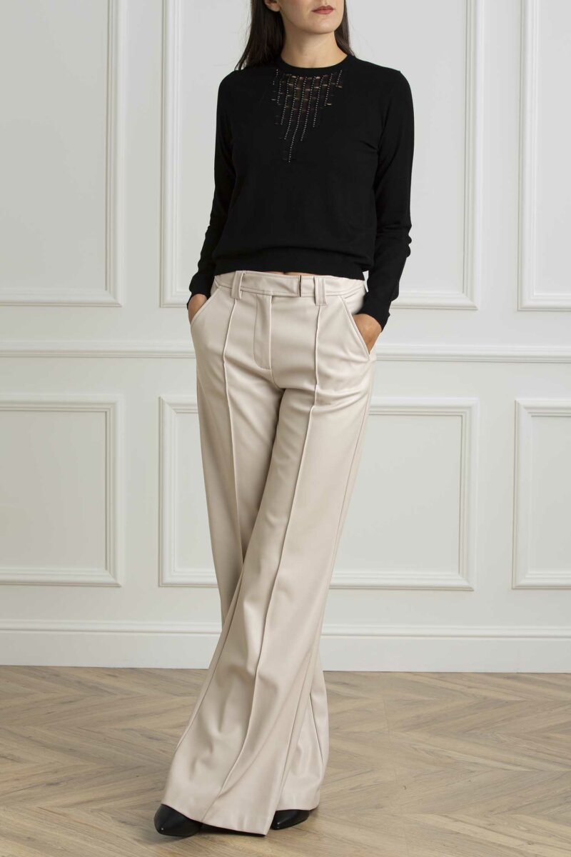 LIU JO-PANTALONE PALAZZO-LJCF4382E0624 GREIGE