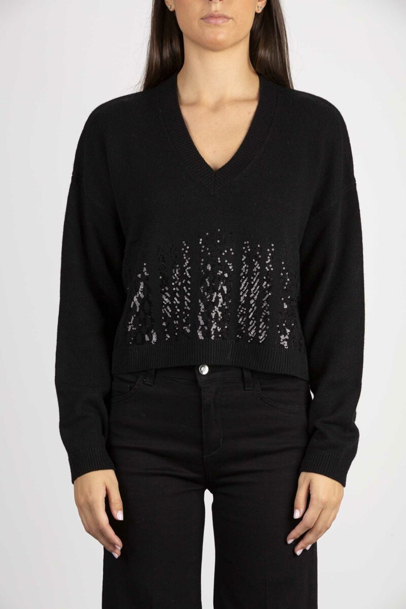 LIU JO-MAGLIA CHIUSA M/L-LJMF3078MS16G NERO