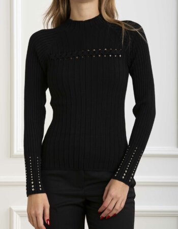 LIU JO-MAGLIA CHIUSA S/M-LJWF4124MS99E NERO
