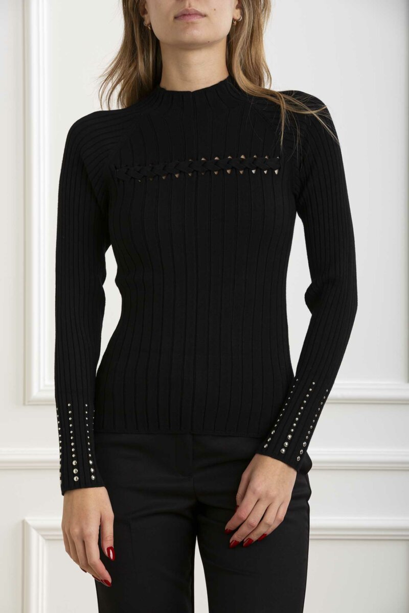 LIU JO-MAGLIA CHIUSA S/M-LJWF4124MS99E NERO