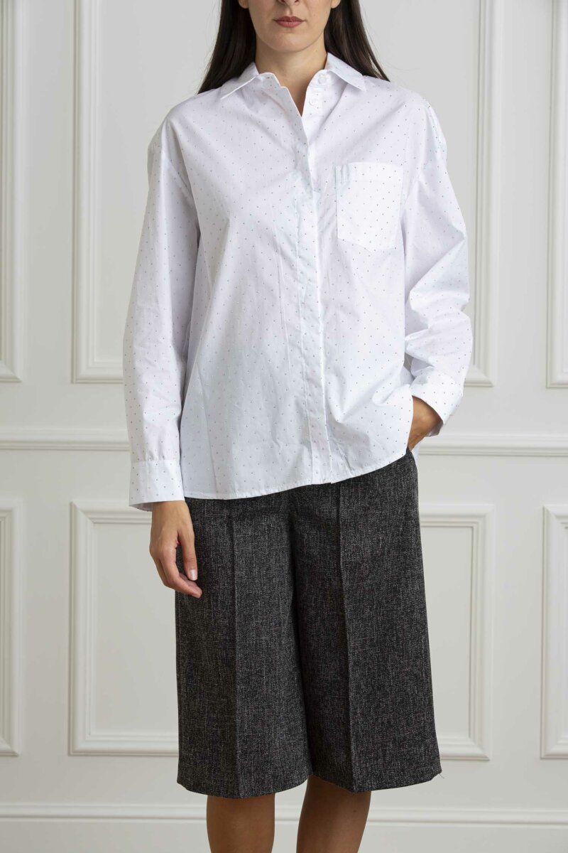 LIU JO-CAMICIA OVER Bco/borchiette-LJWF4199T3904 BCO