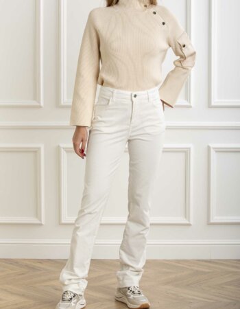 LIU JO-PANT.STRAIGHT H.W. VELLUTO-LJWF4339T4416 BIANCO