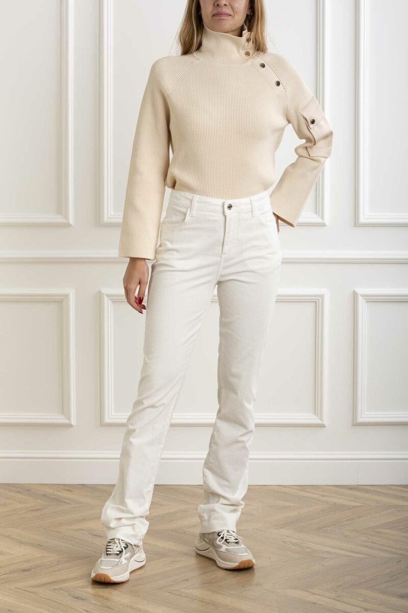 LIU JO-PANT.STRAIGHT H.W. VELLUTO-LJWF4339T4416 BIANCO