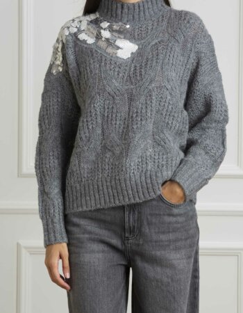 LIU JO-MAGLIA CHIUSA M/L-LJWF4357MA55P GRIGIO