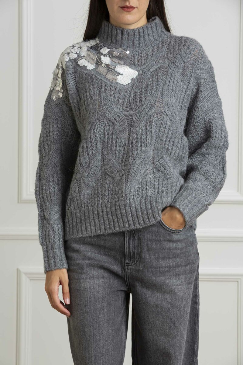 LIU JO-MAGLIA CHIUSA M/L-LJWF4357MA55P GRIGIO