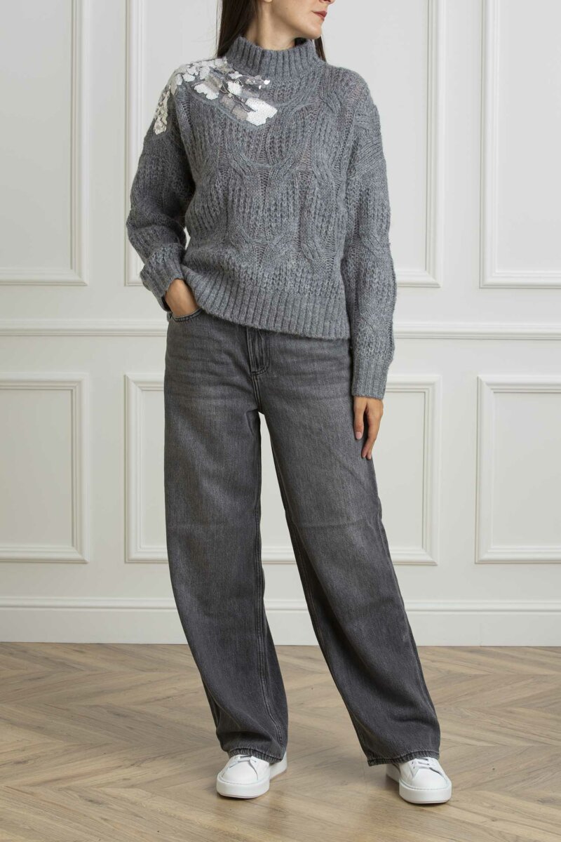 LIU JO-MAGLIA CHIUSA M/L-LJWF4357MA55P GRIGIO