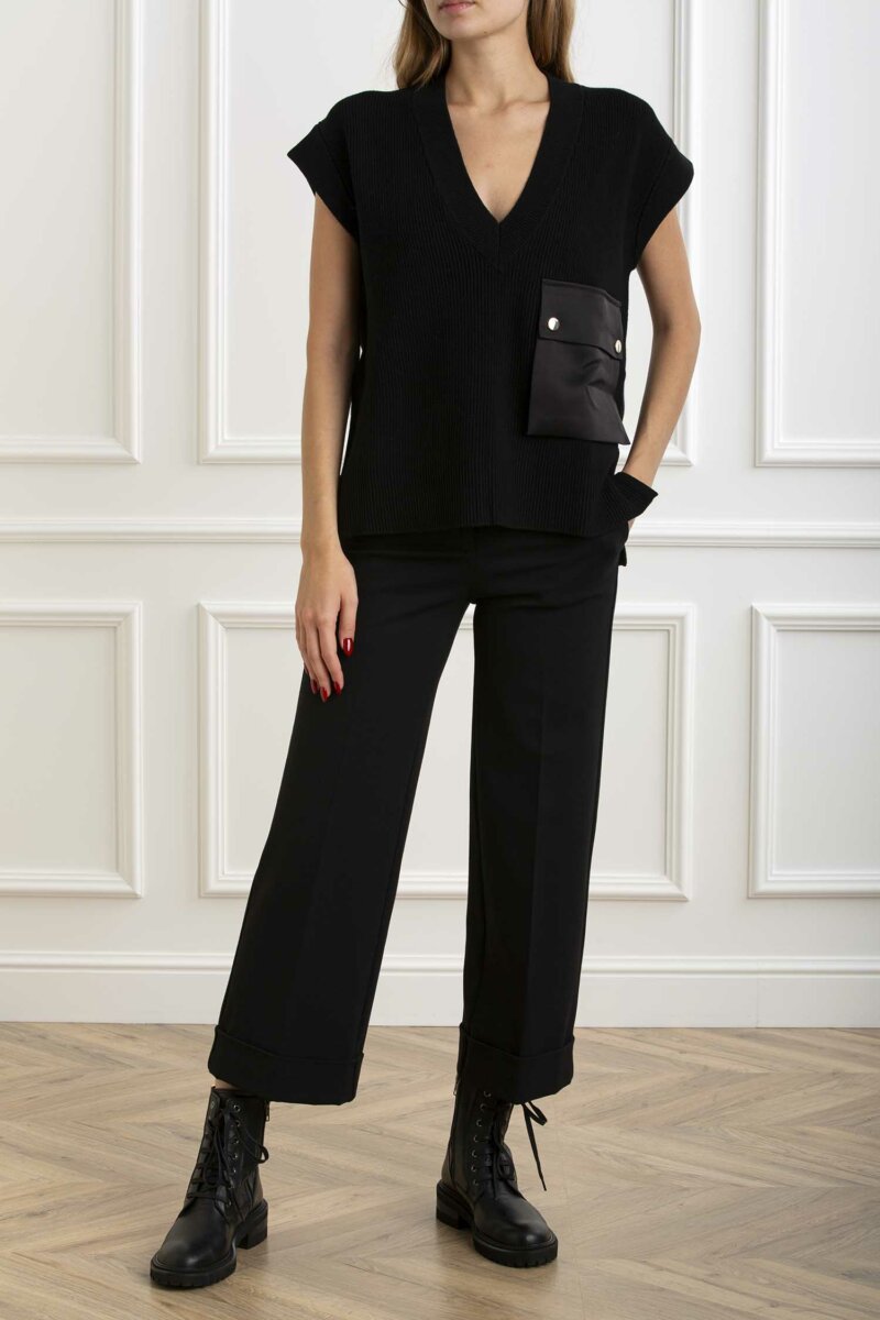 LIU JO-MAGLIA CHIUSA S/M-LJWF4474MS99E NERO