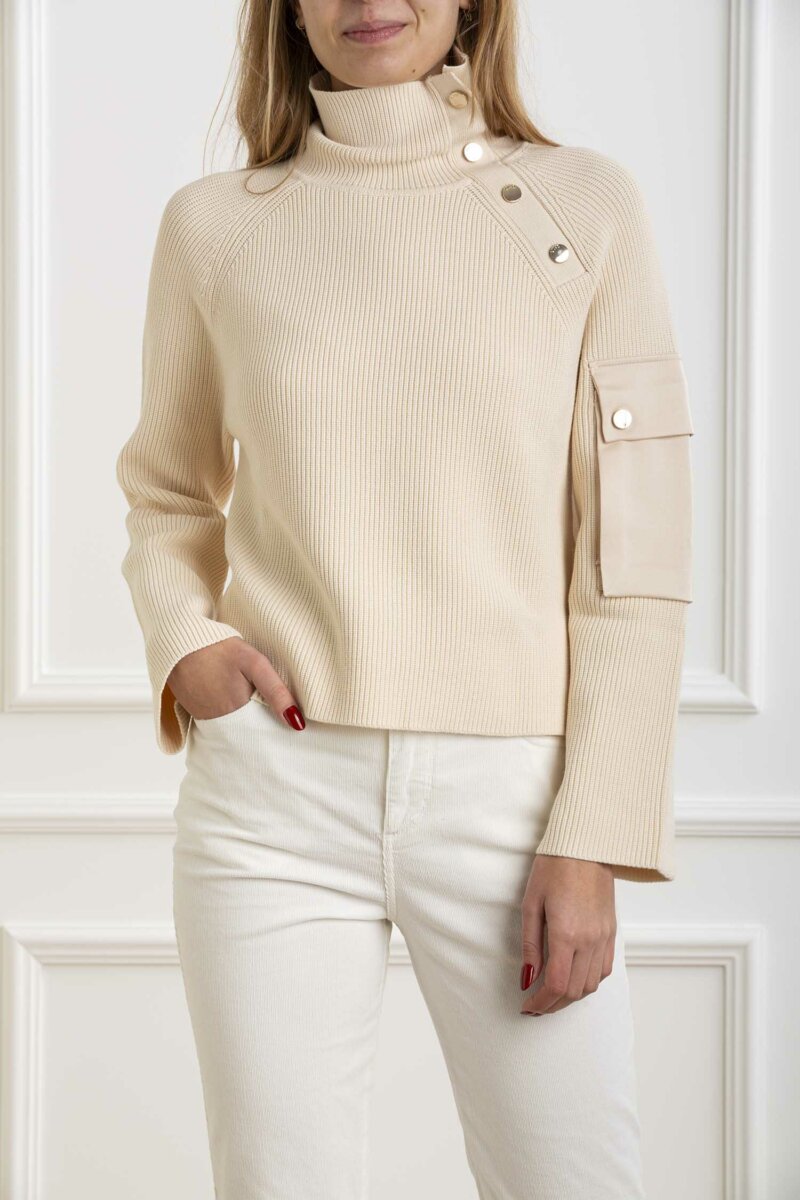 LIU JO-MAGLIA CHIUSA M/L-LJWF4475MS99E NATURALE
