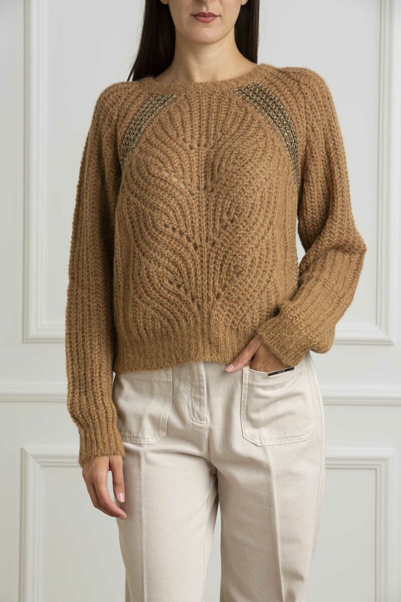 LIU JO-MAGLIA CHIUSA M/L-LJWF4527MAG71 TOAST