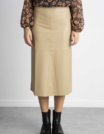 MAX MARA-GONNA ECOPELLE-MMFIUGGI ECRU
