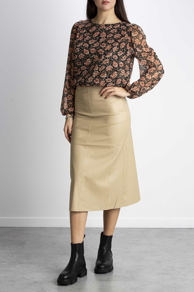 MAX MARA-GONNA ECOPELLE-MMFIUGGI ECRU