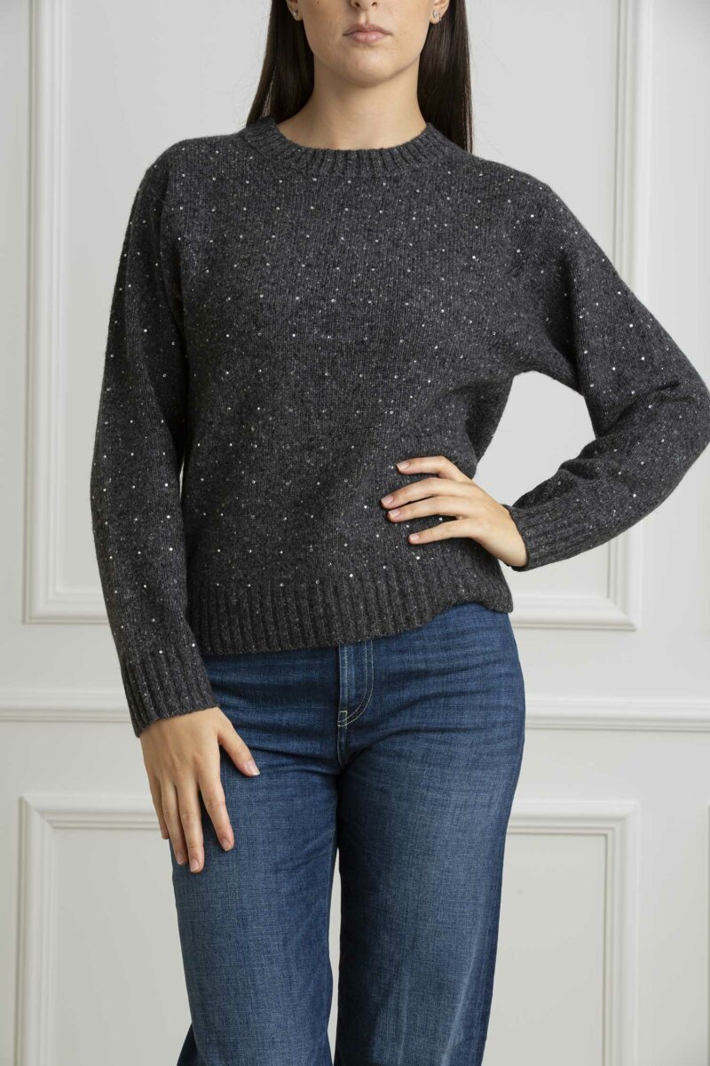 PINKO-MAGLIA AVVINATO BOTTONATO-PKAVVINATO GRIGIO