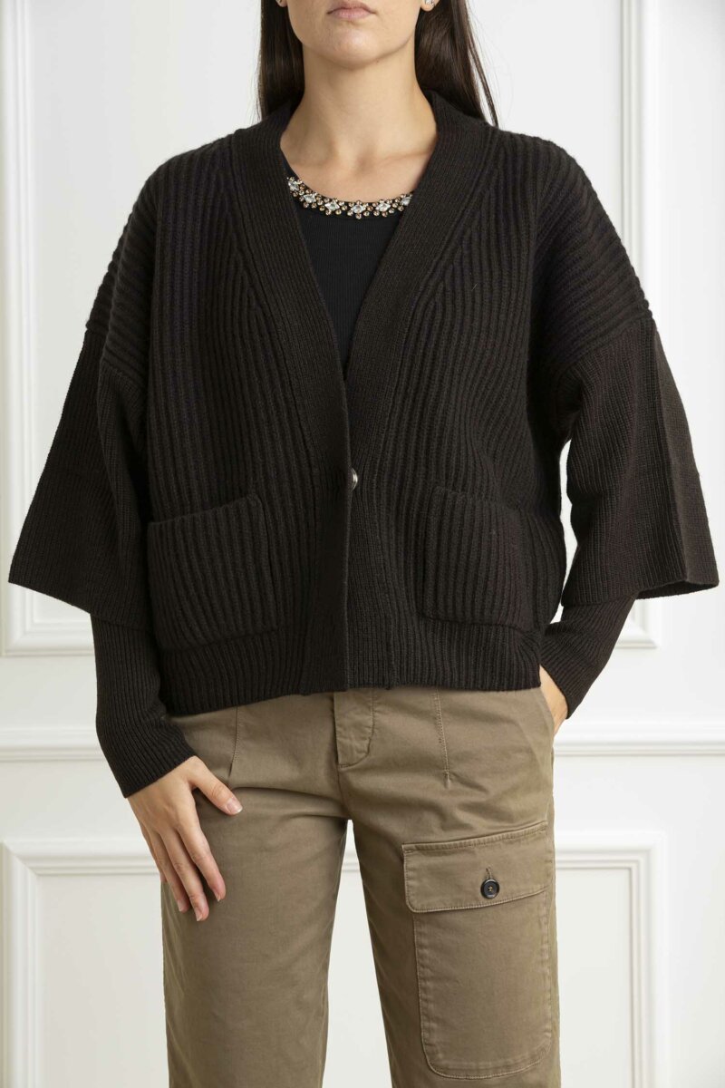 PINKO-CARDIGAN BRIOSO WARM WOOL-PKBRIOSO MARRONE