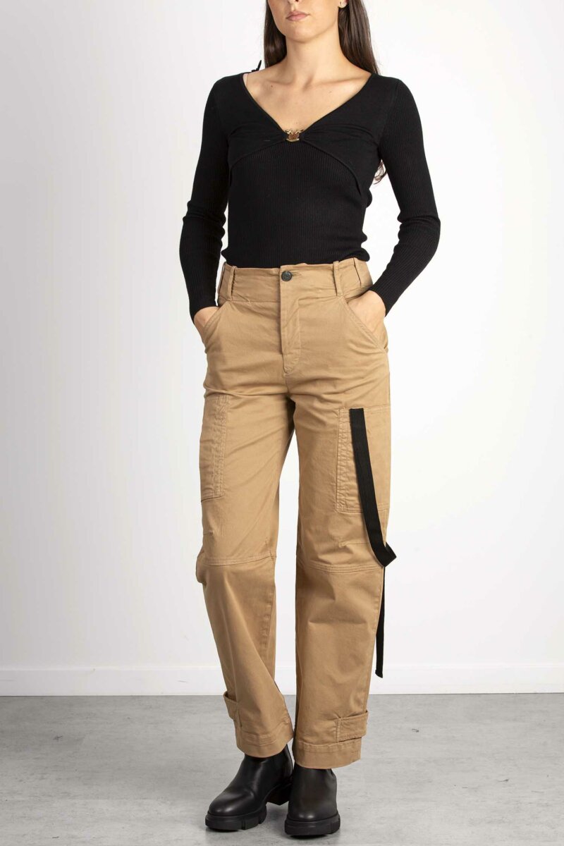 PINKO-PANTALONE RASO STRETCH-PKCALDO CAMMELLO