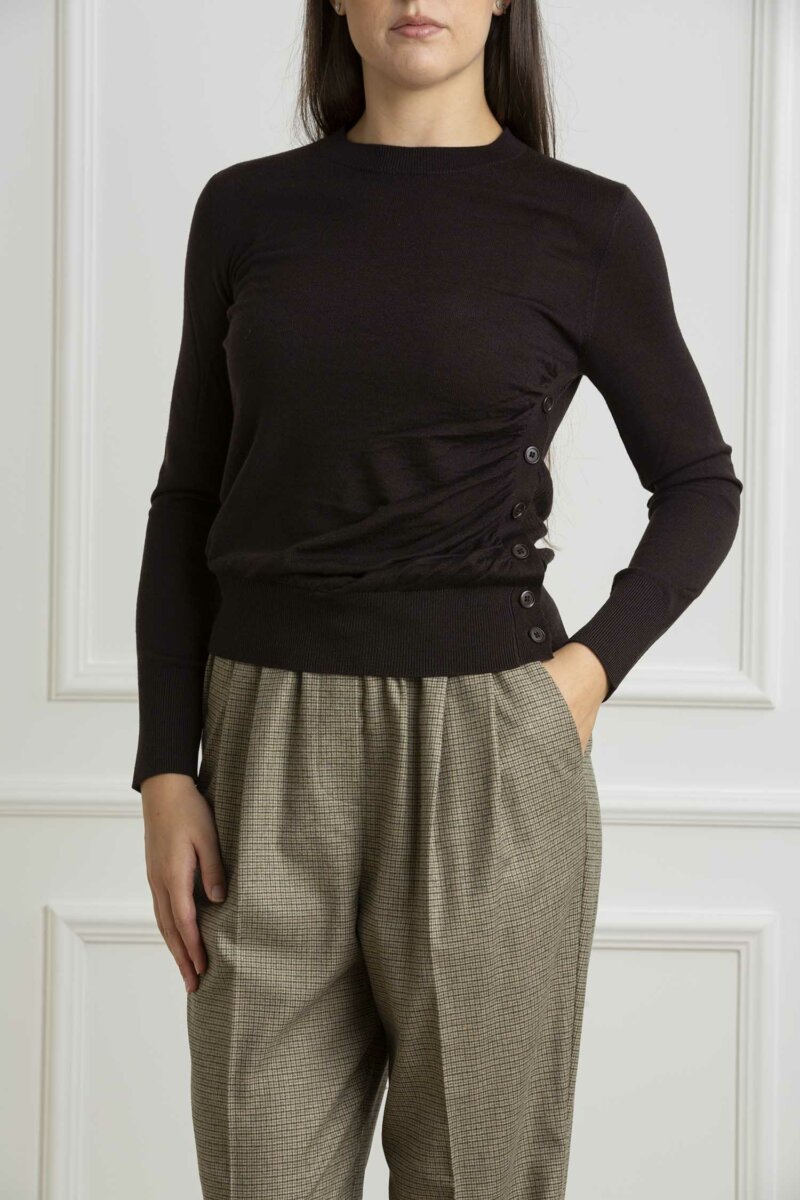 PINKO-MAGLIA DIRASPATURA 100% LANA-PKDIRASPATURA MARRONE