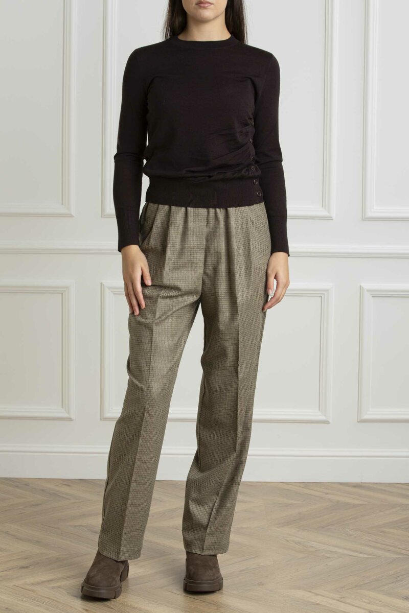 PINKO-MAGLIA DIRASPATURA 100% LANA-PKDIRASPATURA MARRONE