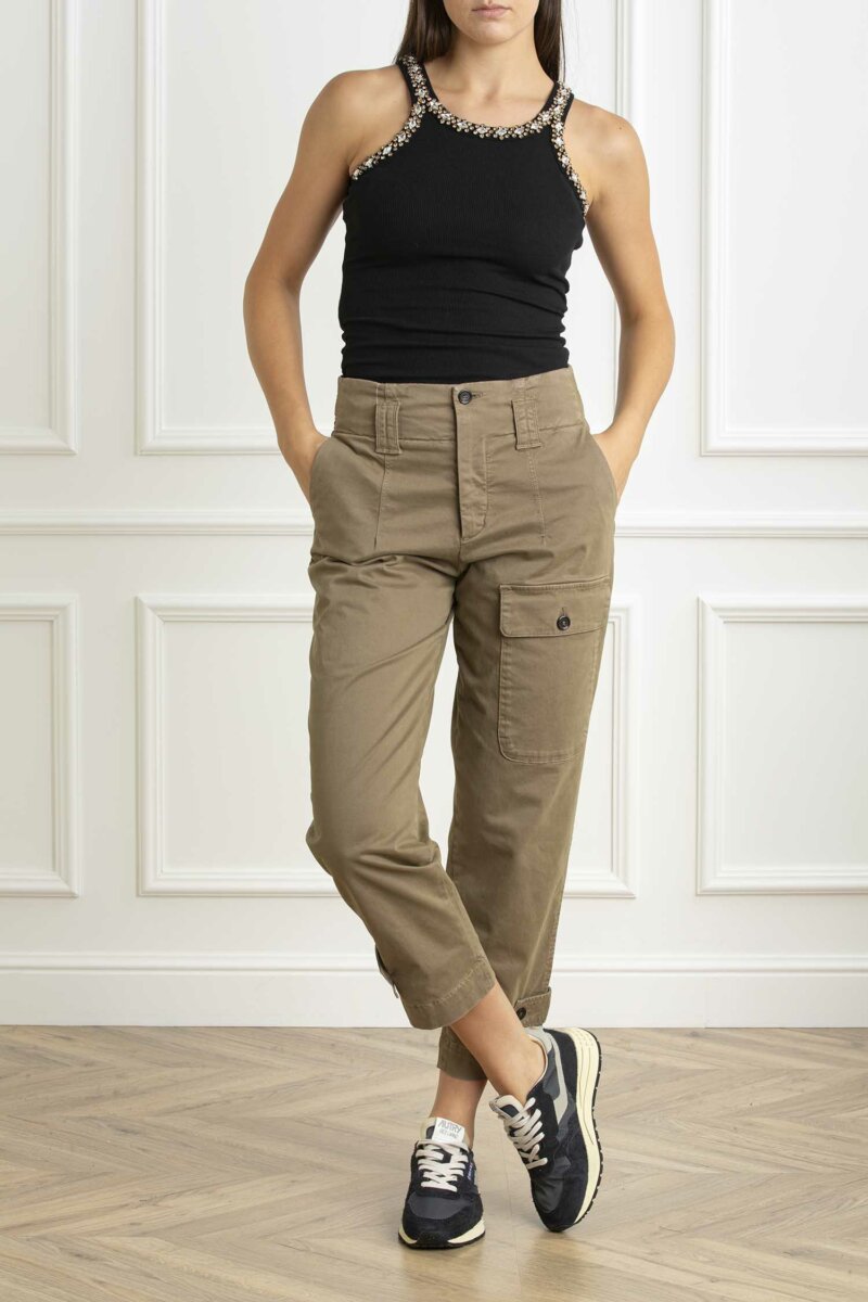 PINKO-PANTALONE GLOBO RASO-PKGLOBO MARRONE