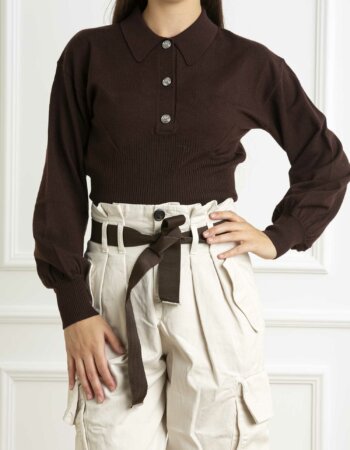 PINKO-MAGLIA RIMONTAGGIO COSTINA-PKRIMONTAGGIO MARRONE